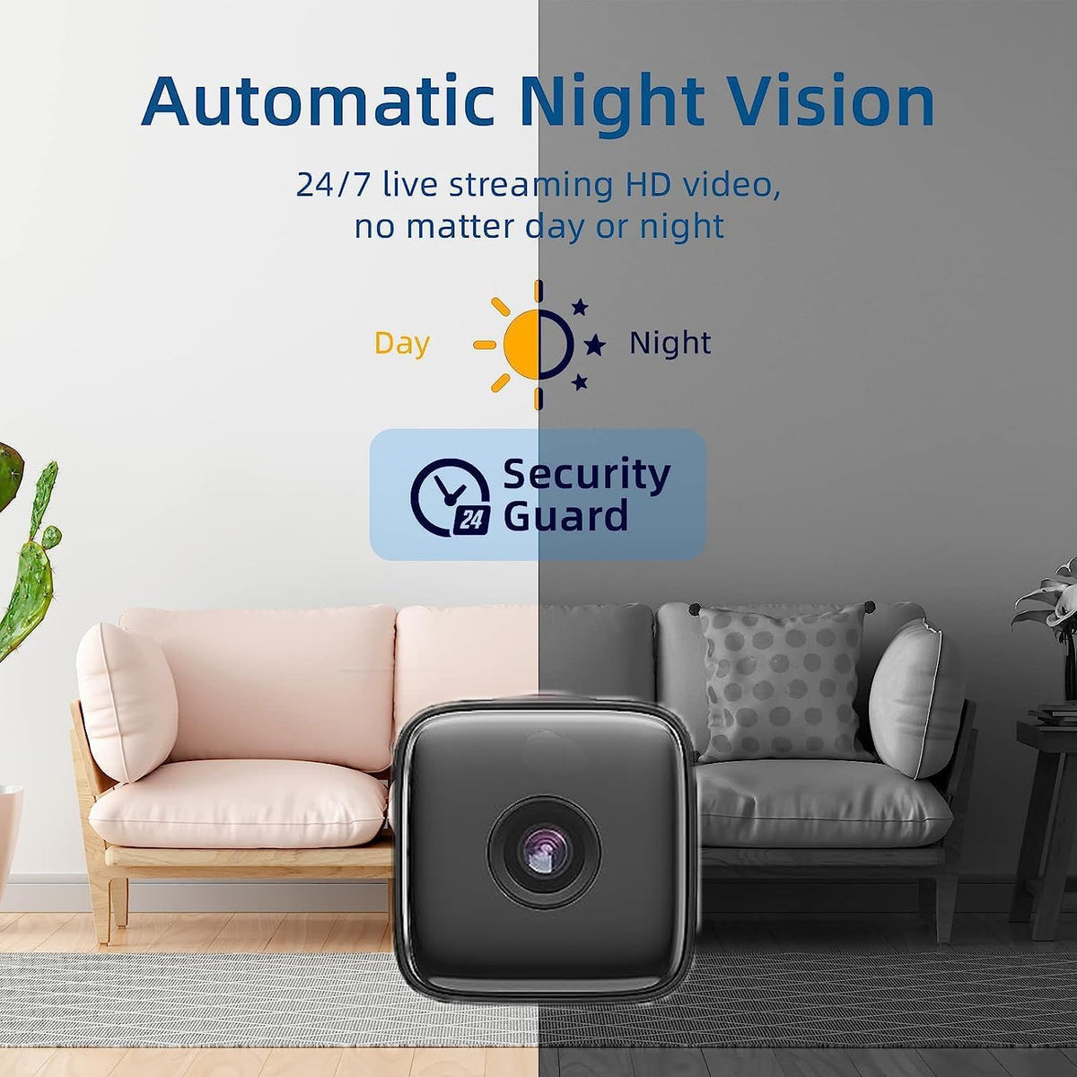 Indoor WiFi Security Camera 1080P HD Motion Detection Night Vision Home Monitoring System Wireless Surveillance Cam for Bedroom Office Livin