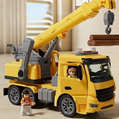 Toy Trucks for Kids, Crane Truck Toy with Lights and Sounds, Interactive Construction Toy Machinery for Ages 3 and Up