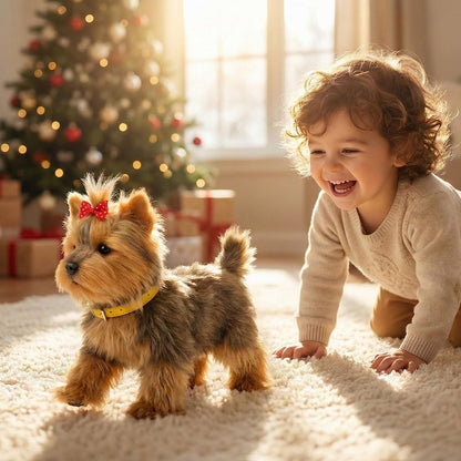 Interactive Robot Dog, Realistic Robotic Puppy with Walking and Barking, Plush Toy Dog for Kids