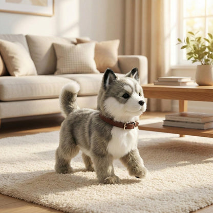 Interactive Robot Dog, Realistic Robotic Puppy with Walking and Barking, Plush Toy Dog for Kids