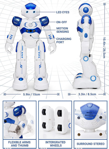 Robot Toys for Kids, Remote Control Robot Toy with Gesture Sensing, Dancing Robot and Singing Learning Toy for Boys
