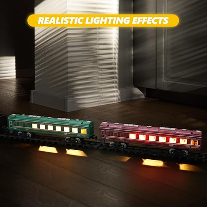Interactive Train Set | Battery-Powered Electric Locomotive with Lights & Sounds | Realistic Steam Effects for Endless Fun