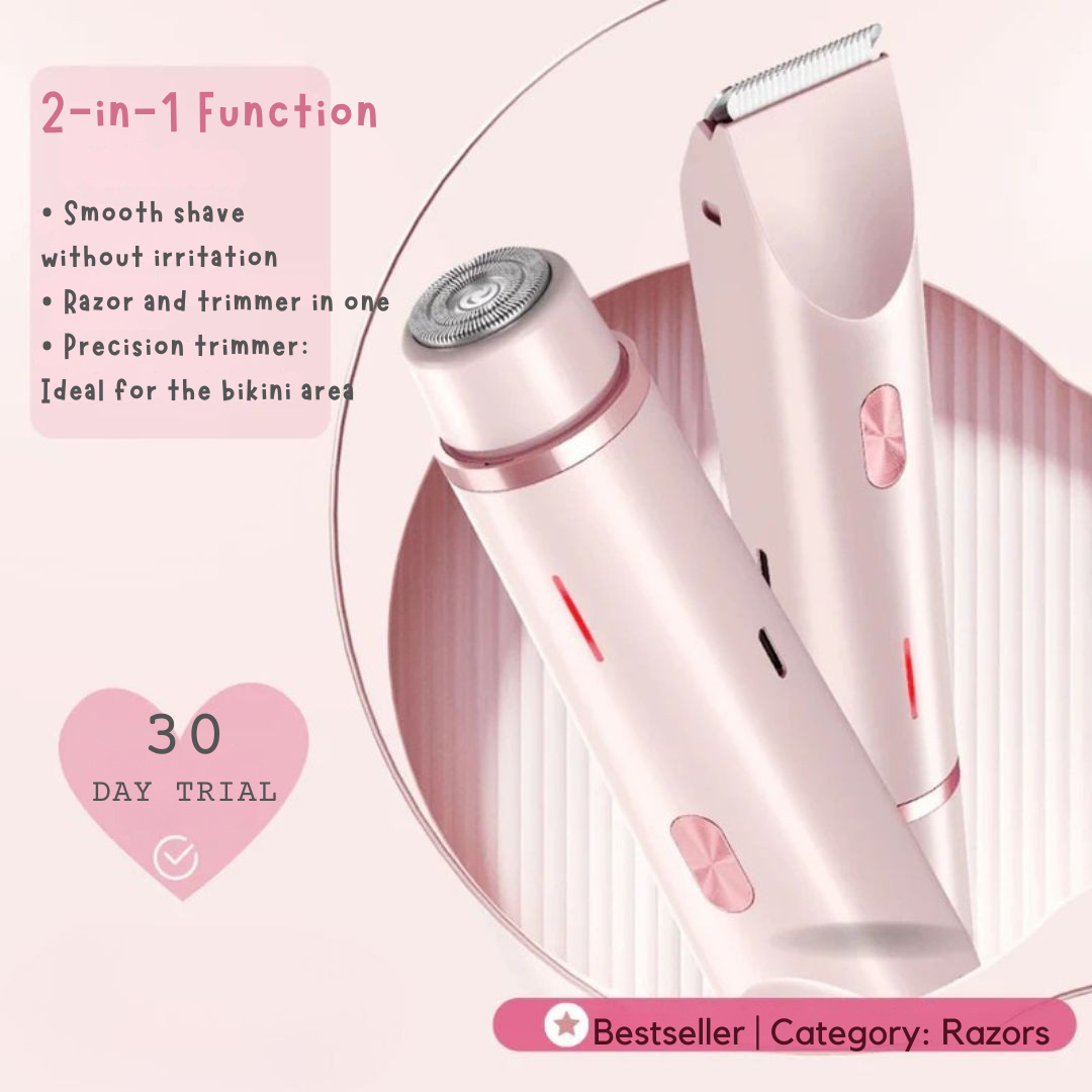 Cordless Electric Body Trimmer for Women | Wet & Dry Use | Dual Heads for Body & Bikini Area | USB Rechargeable Grooming Kit