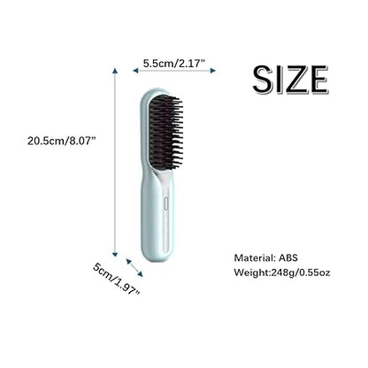 Cordless Hair Styling Brush for Straightening & Curling — Rechargeable Heat Tool for All Hair Types, Travel-Size Ceramic Smoothing Iron