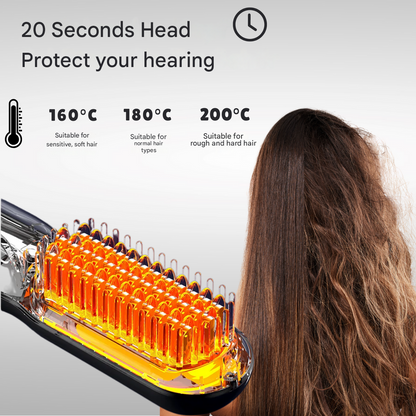 Cordless Hair Styling Brush for Straightening & Curling — Rechargeable Heat Tool for All Hair Types, Travel-Size Ceramic Smoothing Iron