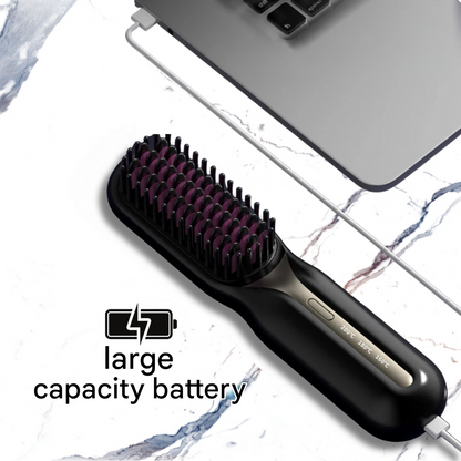 Cordless Hair Styling Brush for Straightening & Curling — Rechargeable Heat Tool for All Hair Types, Travel-Size Ceramic Smoothing Iron