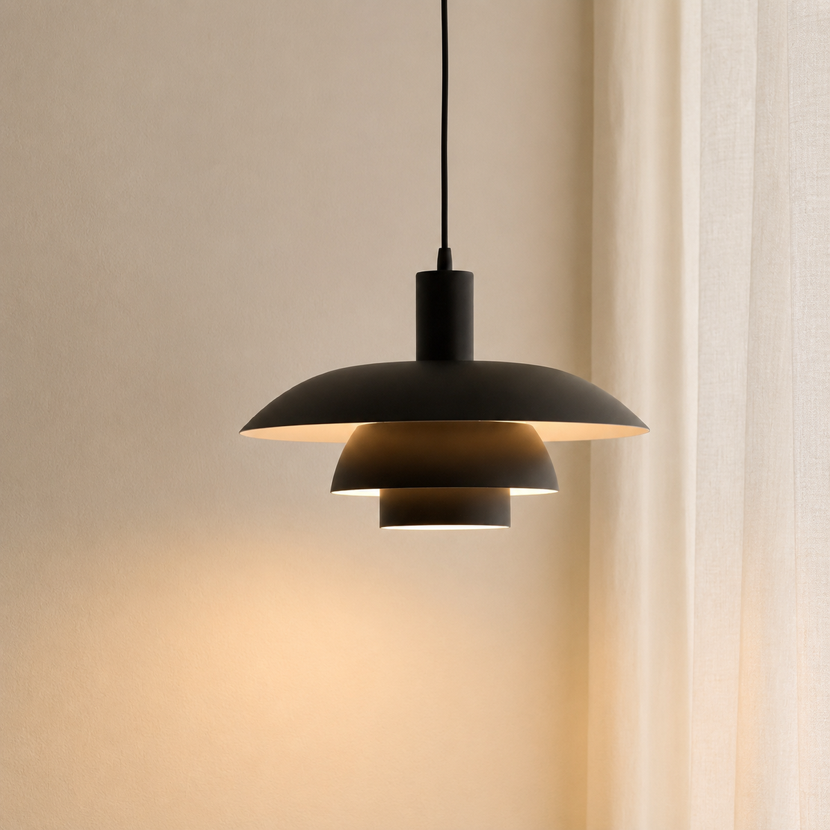 Scandinavian Metal Pendant Light with Integrated LED – Dimmable Ceiling Fixture for Dining Room & Kitchen – 11.4 in or 15.4 in Diameter