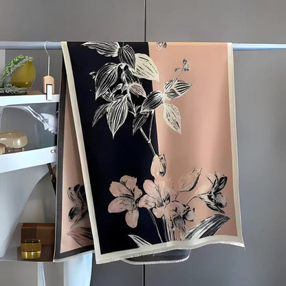 Iris Floral Scarf - Soft Thick Microfiber, Elegant Design for Women