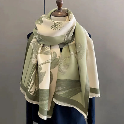 Iris Floral Scarf - Soft Thick Microfiber, Elegant Design for Women