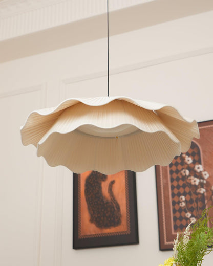 Adjustable Hanging Fixture with Metal & Cloth Shade for Overhead Illumination in Dining Spaces
