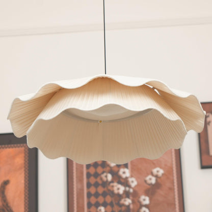 Adjustable Hanging Fixture with Metal & Cloth Shade for Overhead Illumination in Dining Spaces