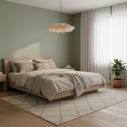 Adjustable Hanging Fixture with Metal & Cloth Shade for Overhead Illumination in Dining Spaces
