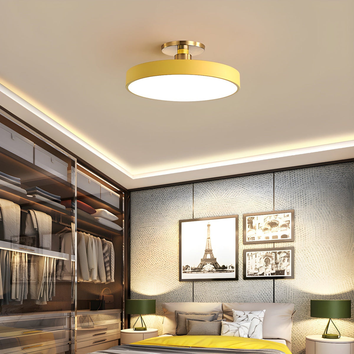LED Ceiling Light Fixture 12 in Dimmable Round Low Profile for Bedroom Kitchen Office Home Modern Acrylic