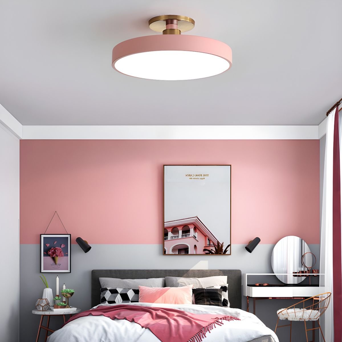 LED Ceiling Light Fixture 12 in Dimmable Round Low Profile for Bedroom Kitchen Office Home Modern Acrylic