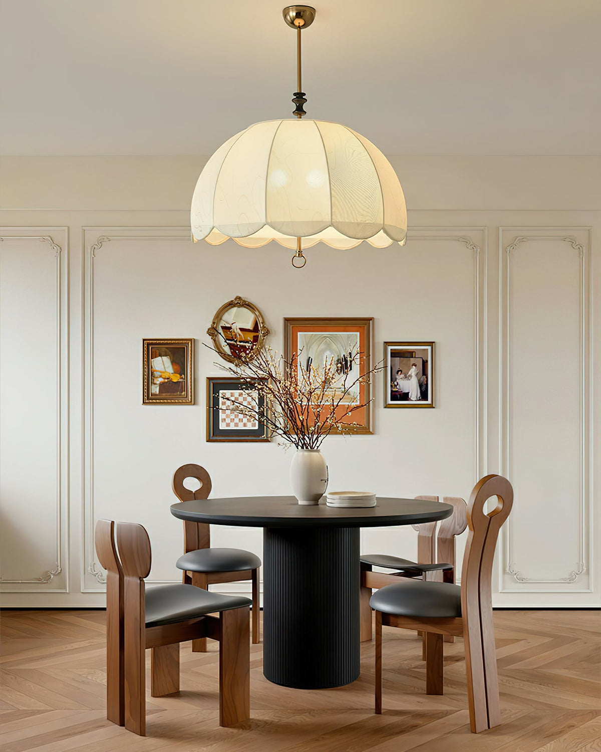 Woven Fabric Shade Drop Fixture 20-Inch Mixed-Material Frame for Table & Island Overhead Lighting