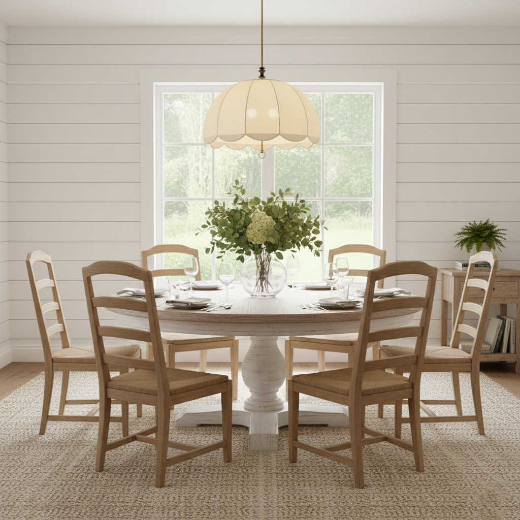 Woven Fabric Shade Drop Fixture 20-Inch Mixed-Material Frame for Table & Island Overhead Lighting