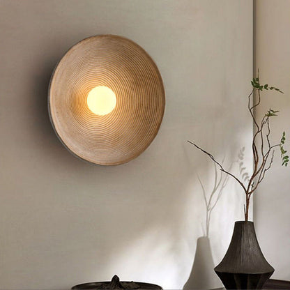 Japandi | Wall Sconces with Textured Disc Design | Ambient Illumination for Modern Spaces