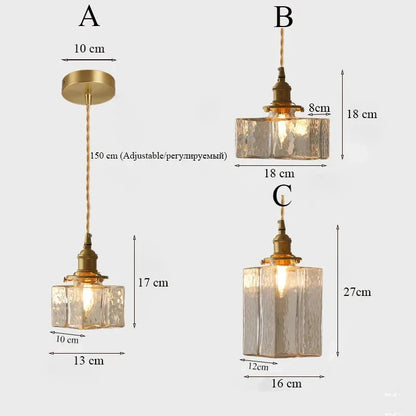 Hanging Fixture with Clear Textured Glass Globe & Brass Socket – 10 in Shade for Dining Table or Kitchen – Warm Ambient Overhead Lighting