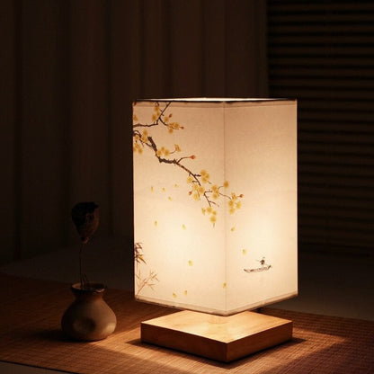 Bamboo Bedside Lamp 10.6 inches Natural Wood Accent Light for Nightstand Desk Reading Nook Japanese Minimalist Decor