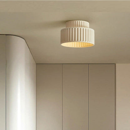 Plafonnier encastré en résine, douille E27, abat-jour texturé blanc pour cuisine, chambre, couloir, style moderne, minimaliste et scandinave à profil bas