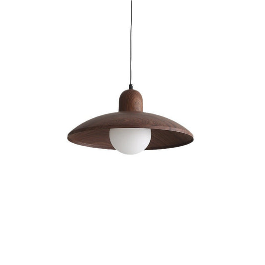 Suspension luminaire dôme en bois 12 po en noyer pour îlot de cuisine table à manger minimaliste cordon réglable douille E27 110V