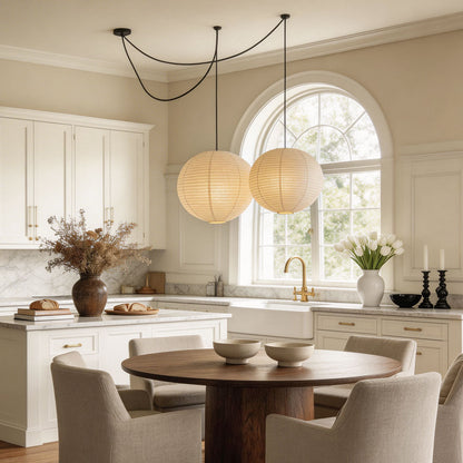 Japanese Minimalist Pendant Light with Adjustable Height – Warm White Ceiling Light