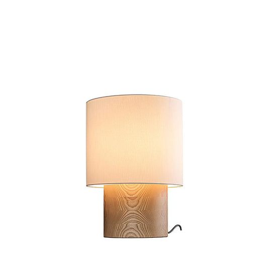 Lampe de chevet en bois avec abat-jour en lin – Lampe d'appoint moderne de 30 cm pour table de nuit, bout de canapé, coin lecture – Éclairage chaleureux