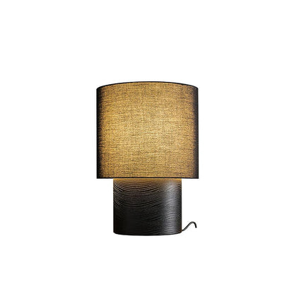 Wooden Bedside Lamp with Linen Shade – 12 Inch Modern Accent Light for Bedroom Nightstand, Living Room End Table, Reading Nook – Warm Glow D