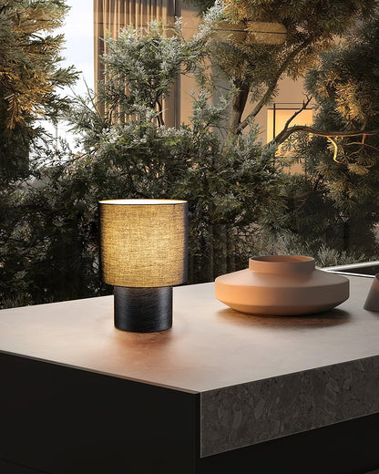 Wooden Bedside Lamp with Linen Shade – 12 Inch Modern Accent Light for Bedroom Nightstand, Living Room End Table, Reading Nook – Warm Glow D