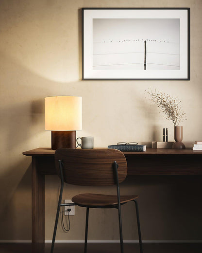 Wooden Bedside Lamp with Linen Shade – 12 Inch Modern Accent Light for Bedroom Nightstand, Living Room End Table, Reading Nook – Warm Glow D