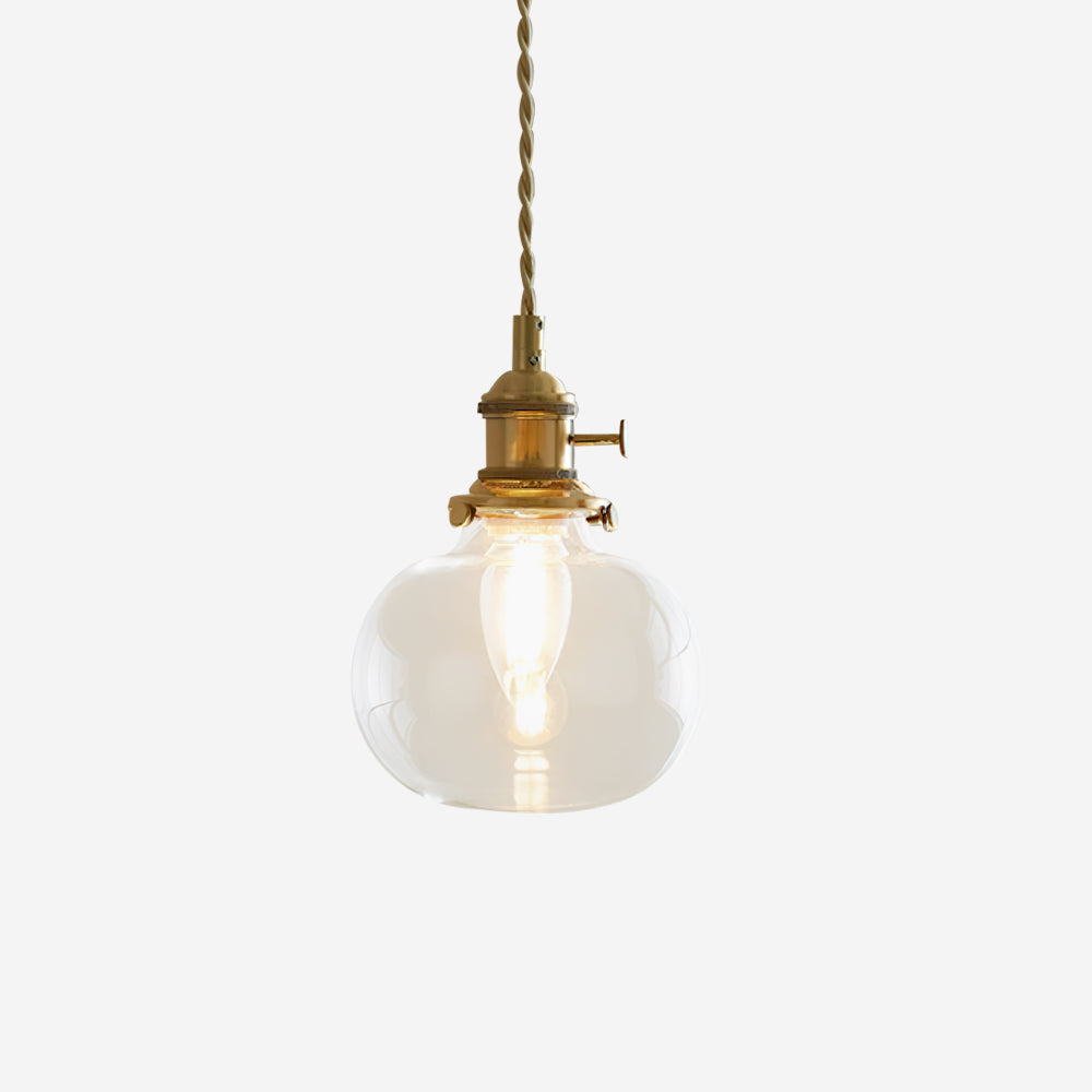 Clear Globe Hardwired Hanging Fixture Brass Metal Frame 6 Inch Adjustable Cord E26 Socket Kitchen Island Dining Room Vintage Industrial Ceil