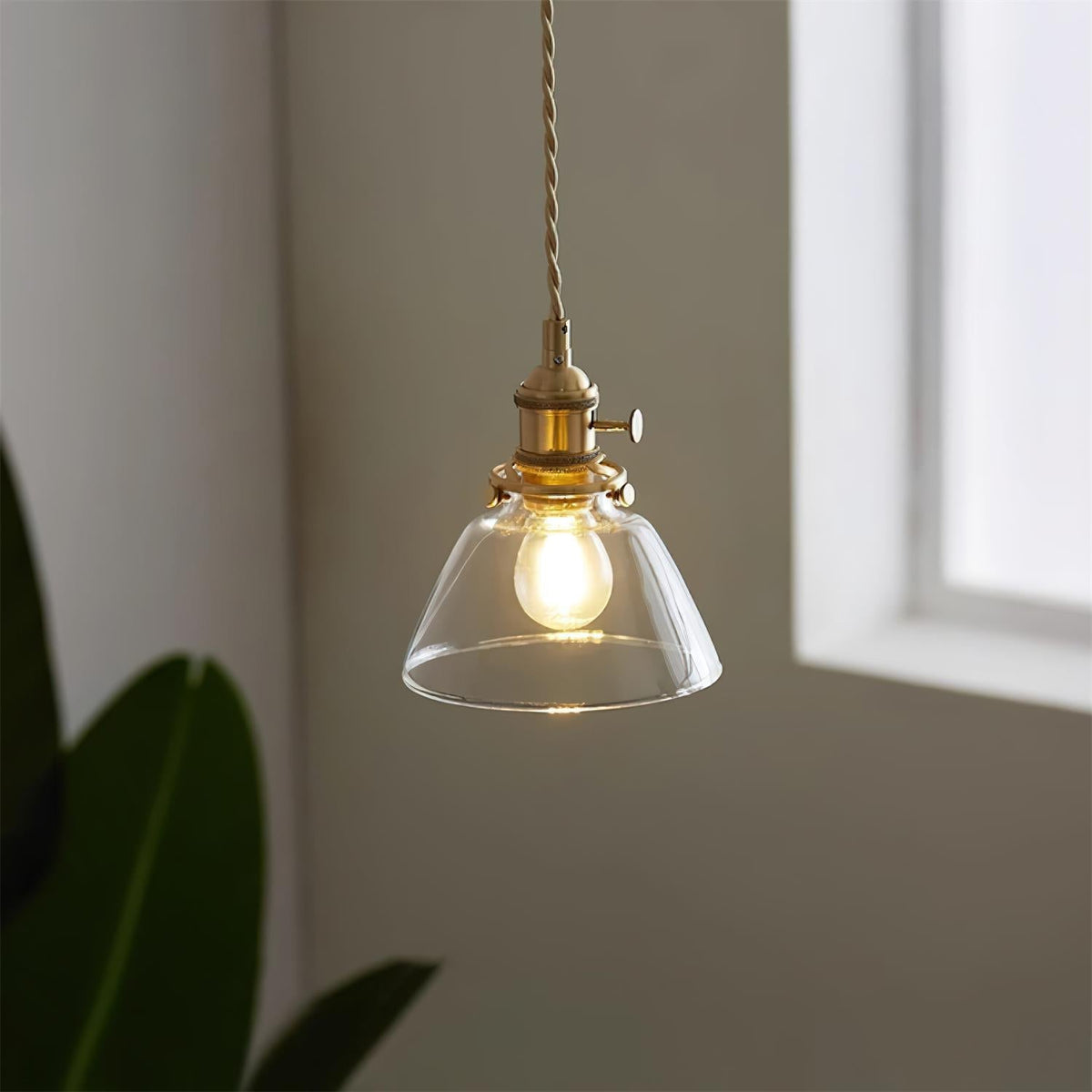 Clear Globe Hardwired Hanging Fixture Brass Metal Frame 6 Inch Adjustable Cord E26 Socket Kitchen Island Dining Room Vintage Industrial Ceil