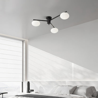 Adjustable Multi-Arm Semi-Flush Mount Light Fixture with Frosted Globes for Dining Room Kitchen Living Room | Black or Brass Frame G9 Socket