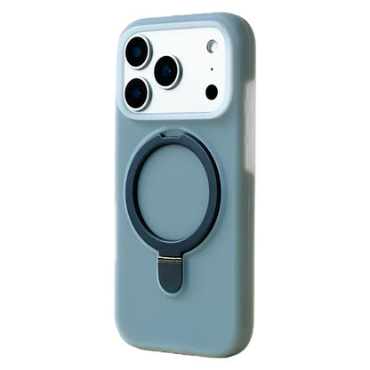 Silicone iPhone Case with Magnetic Ring Stand for 15 16 17 Pro Max