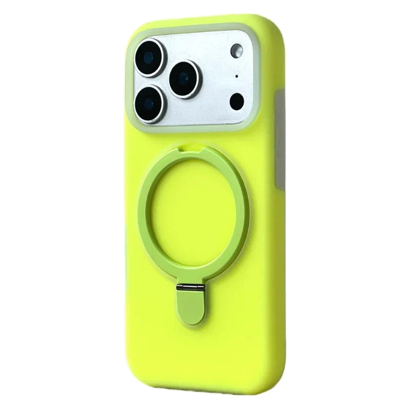 Silicone iPhone Case with Magnetic Ring Stand for 15 16 17 Pro Max