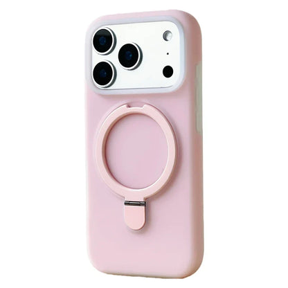 Silicone iPhone Case with Magnetic Ring Stand for 15 16 17 Pro Max