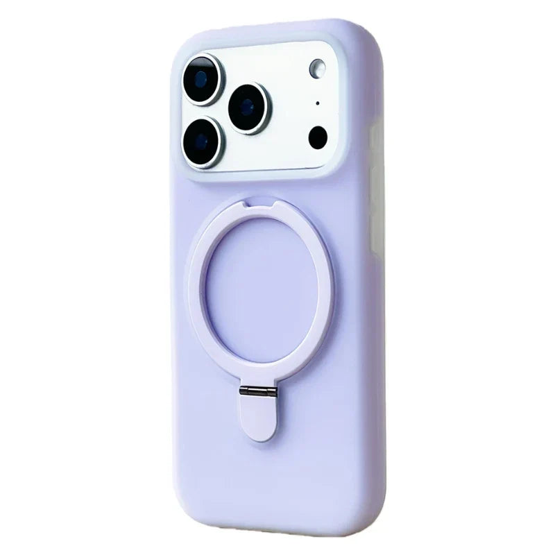 Silicone iPhone Case with Magnetic Ring Stand for 15 16 17 Pro Max