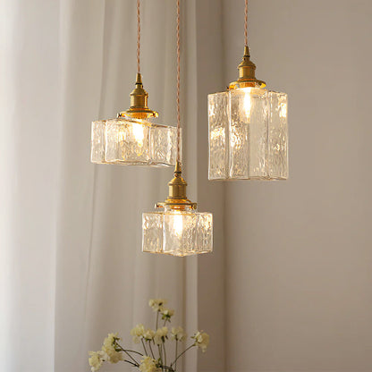 Glass Pendant Light with Brass Accents Adjustable Hanging Fixture for Kitchen Island Dining Room Modern Overhead Lighting E26 Socket