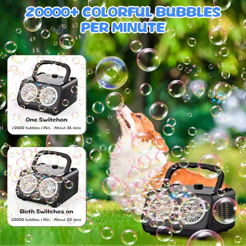 Joyful Bubbles | High-Volume Bubble Machine with 20,000 Bubbles/Min | Versatile Power Options for Endless Fun