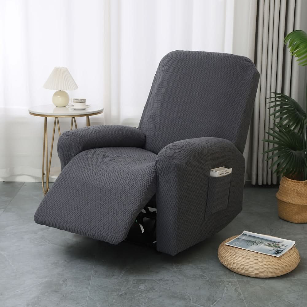 Stretch-Fit Recliner Slipcover with Side Storage Pocket – Furniture Protector for Living Room Lounge Chairs
