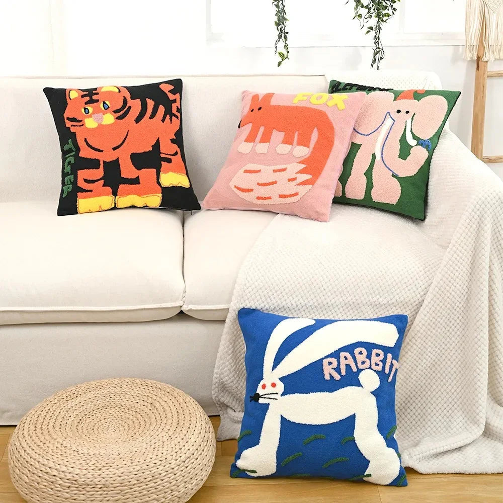 Kaleo Cushion Cover - Nordic Embroidered Design, Soft Polyester Cotton Blend