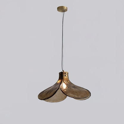 Glass Leaf Ceiling Fixture E27 Bronze Frame Adjustable Drop Cord Ambient Overhead Lighting for Dining Tables Kitchen Counter Modern Home
