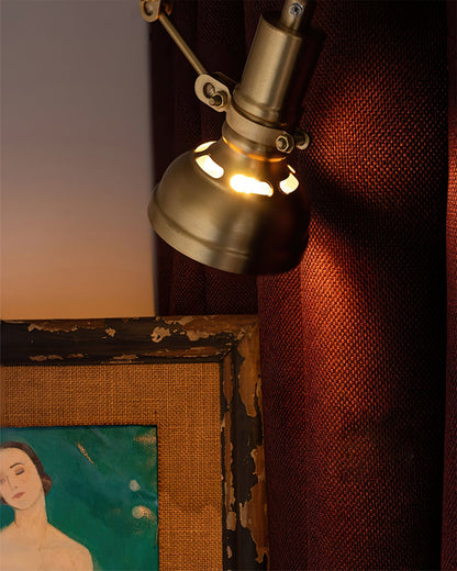 Articulating Wall Sconce Brass & Wood 27 inch Pivoting Arm Task Light for Bedside Reading Office Study Workspace