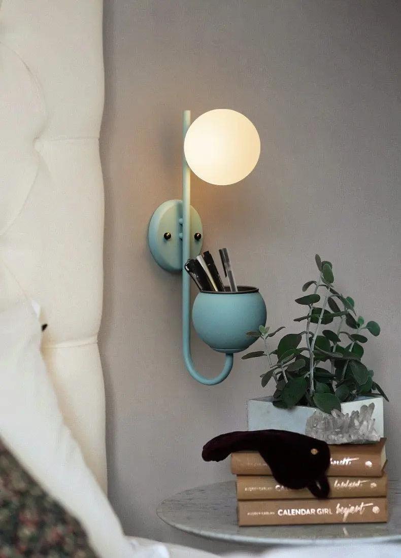 Wall Sconce with Built-In Planter Pot and LED Light for Bedroom, Living Room, or Hallway Decor | Modern Minimalist Design for Indoor Greener
