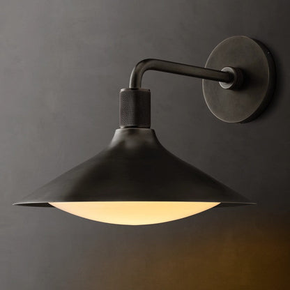 Tapered Wall Sconce with Milk Glass Shade & Solid Brass Construction for Living Room & Bedroom