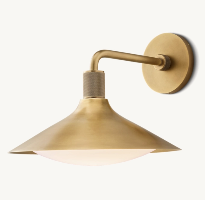 Tapered Wall Sconce with Milk Glass Shade & Solid Brass Construction for Living Room & Bedroom