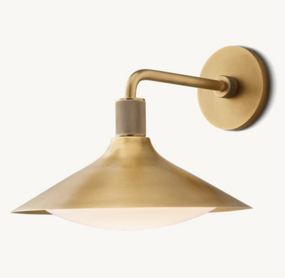 Tapered Wall Sconce with Milk Glass Shade & Solid Brass Construction for Living Room & Bedroom