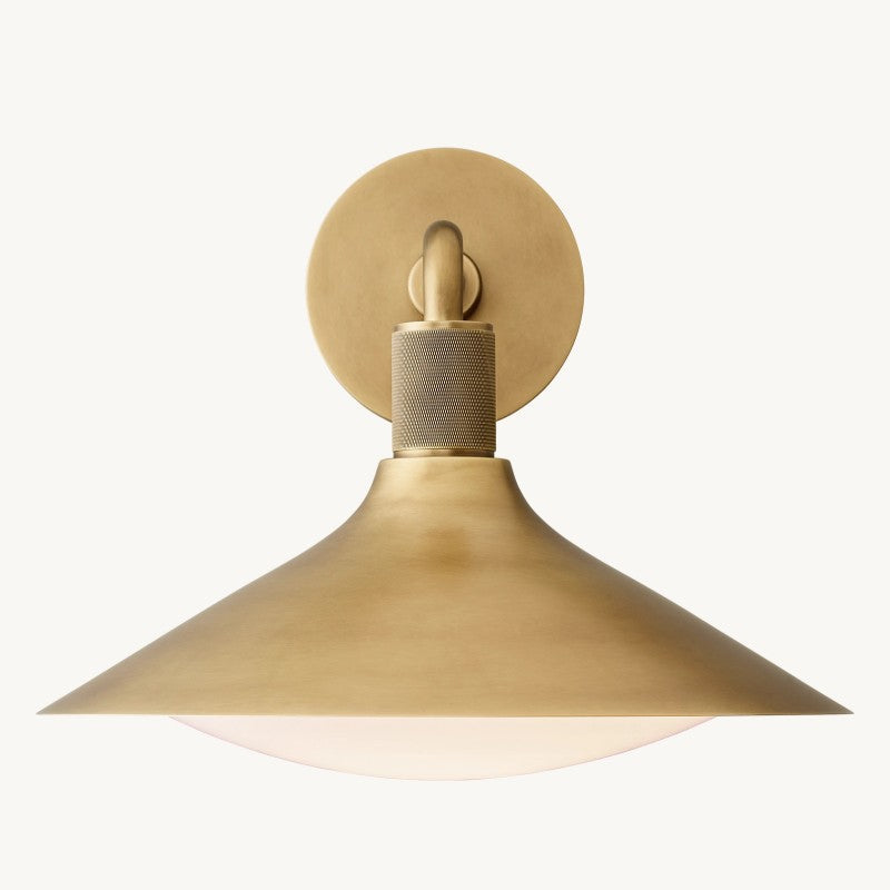 Tapered Wall Sconce with Milk Glass Shade & Solid Brass Construction for Living Room & Bedroom