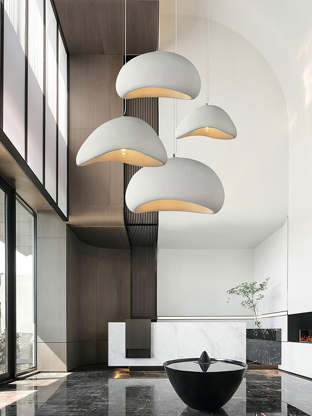 Spherical Hanging Ceiling Light Fixture with Adjustable Drop Length for Kitchen Island Dining Room Bedroom | Gray White LED Compatible Indoo