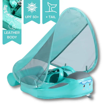 Inflatable Baby Float with Sun Canopy UPF 50+ for Pool Beach Water Play Safe Supportive Seat Ring for Infants Toddlers Ages 6-36 Months